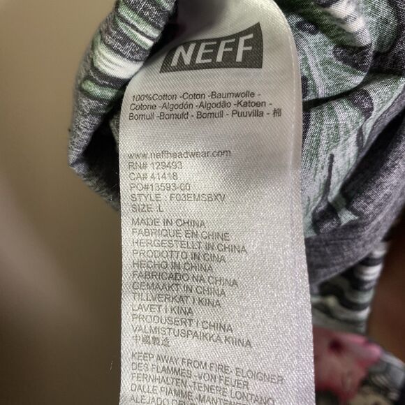 NEFF DISNEY Shirt  Mens Large Mickey Mouse Blue Floral Hawaiian Button Up Cotton - Picture 14 of 14